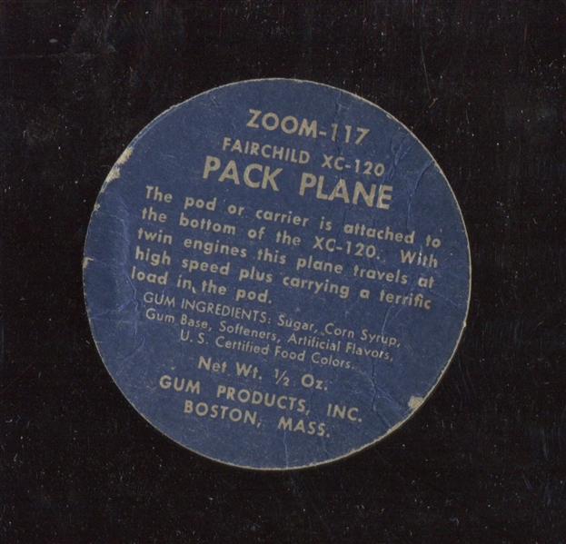 R-UNC Gum Products Zoom Plane Disc #117 Fairchild XC-120