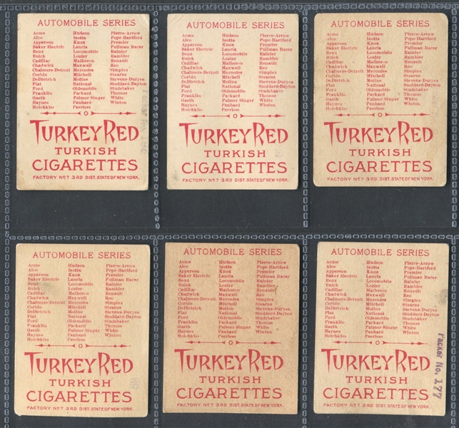 T37 Turkey Red Automobile Series Lot of (6) Cards