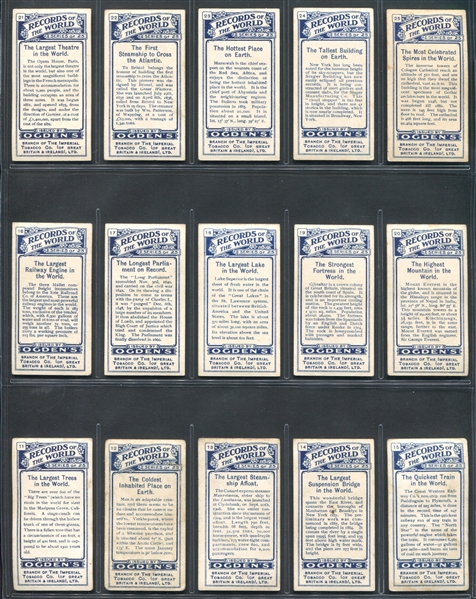 1908 Ogden's Records of the World Complete Set of (25) Cards