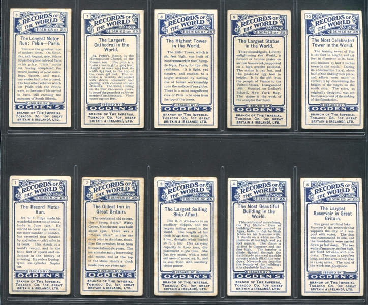 1908 Ogden's Records of the World Complete Set of (25) Cards