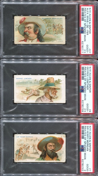 N19 Allen & Ginter Pirates of the Spanish Main Lot of (9) PSA-Graded Cards