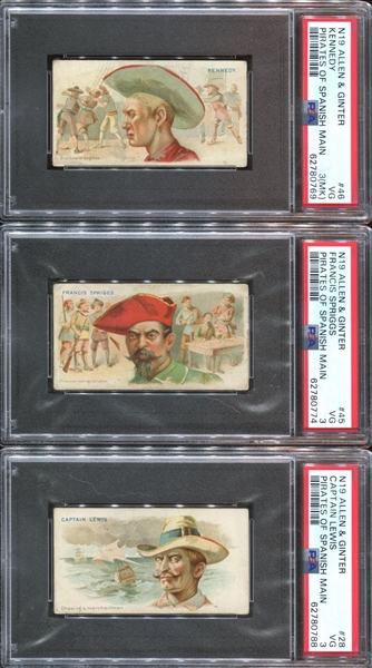 N19 Allen & Ginter Pirates of the Spanish Main Lot of (6) PSA3 VG Graded Cards