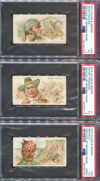 N19 Allen & Ginter Pirates of the Spanish Main Lot of (3) PSA5 EX Graded Cards