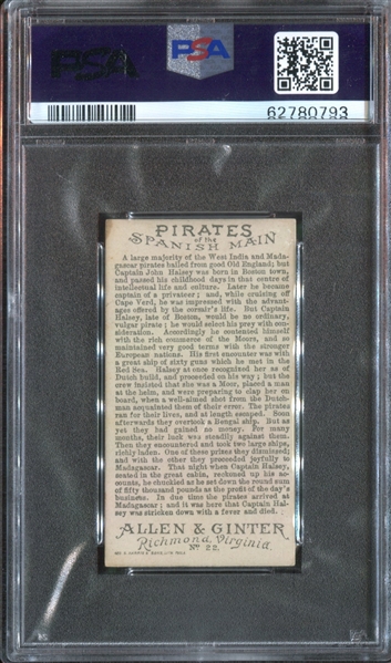 N19 Allen & Ginter Pirates of the Spanish Main Lot of (2) PSA6 EX-MT Graded Cards
