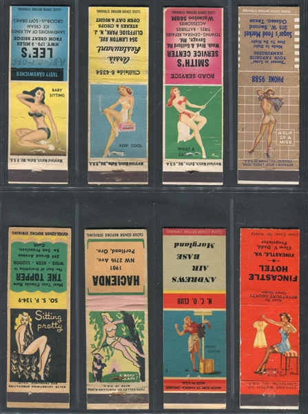 1950s Pin-Up-Themed Matchbook Covers Lot of (16) Different - Featuring Vargas