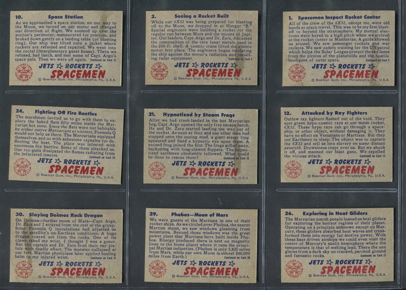 1951 Bowman Jets, Rockets and Spacemen Lot of (9) High Grade Singles