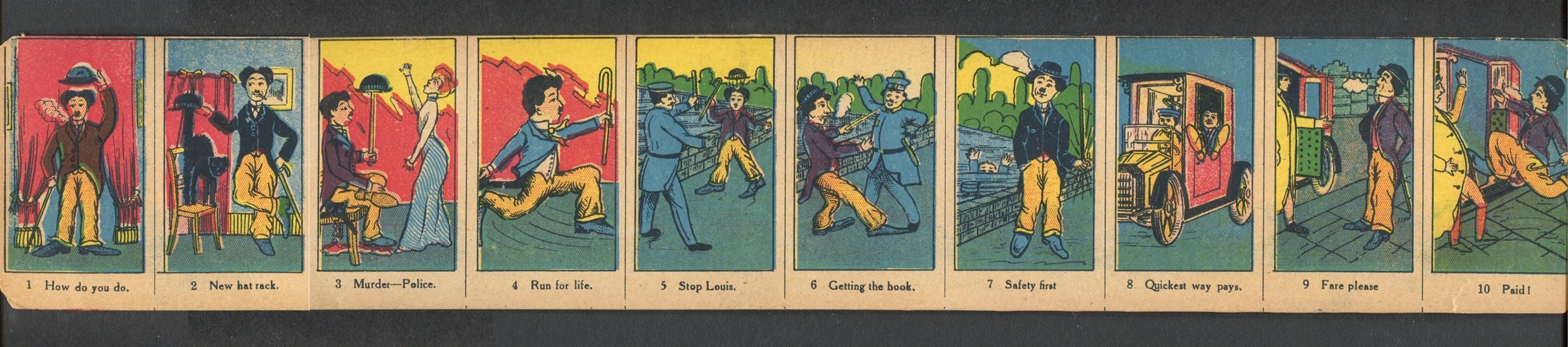 W539 Charlie Chaplin Strip Card Uncut Strip of (10) Cards