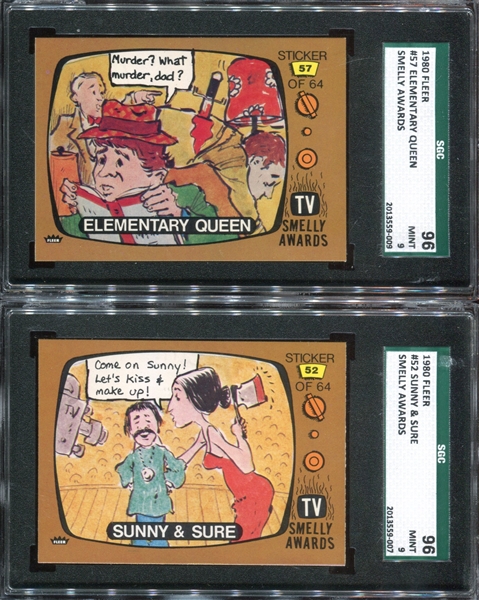 1980 Fleer TV Smelly Awards Lot of (2) SGC96 Mint Cards