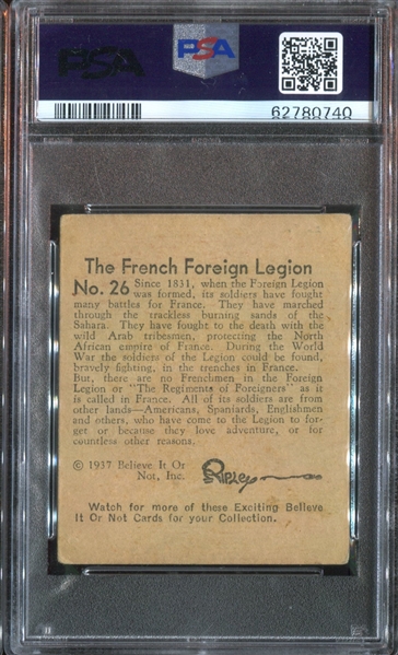 R21 Wolverine Gum Believe it or Not #26 French Foreign Legion PSA2 Good