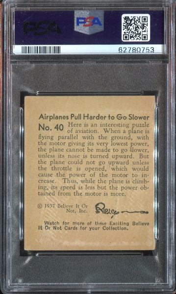 R21 Wolverine Gum Believe it or Not #40 Airplanes Pull.... PSA2 Good (High Series)