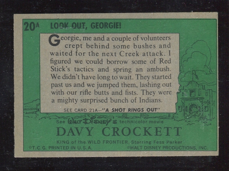 1956 Topps ”Davy Crockett” greenback “Look Out Georgie” #20A EX-MT (MC)