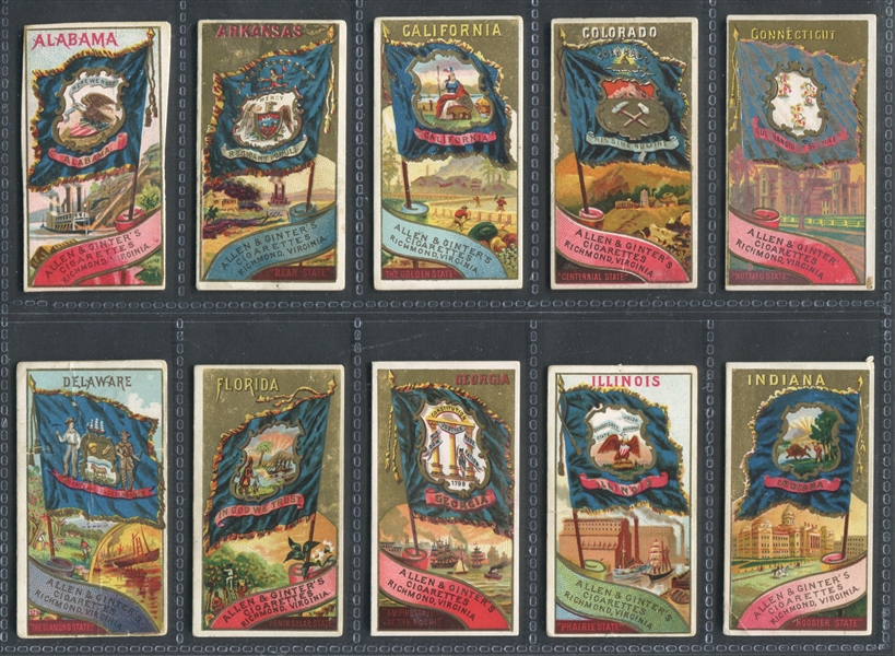 N11 Allen & Ginter Flags of the States and Territories Near Set (46/47) Plus (2) Extras