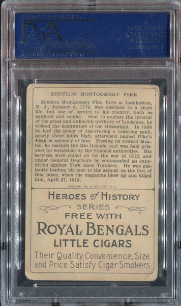 T68 Royal Bengals Heroes of History Zebulon Pike PSA2 Good