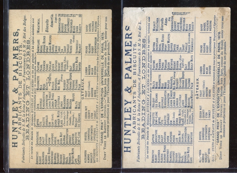 1878 Huntley and Palmers Sports Trade Card Lot of (2)