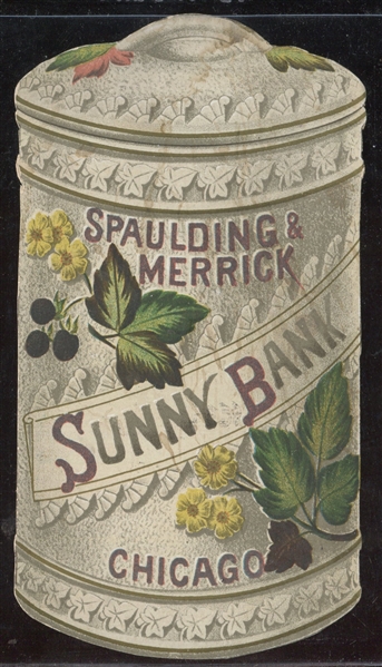 Fantastic Die Cut Spaulding & Merrick Sunny Bank Trade Card