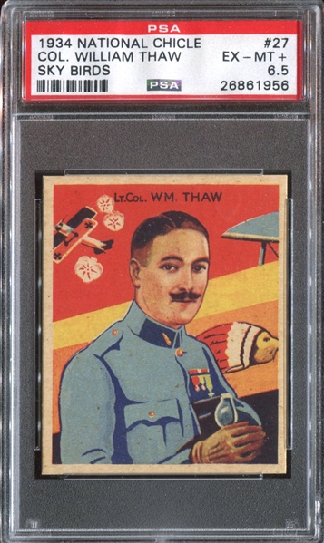 R136 National Chicle Sky Birds #27 Col. William Thaw PSA6.5 EX-MT+