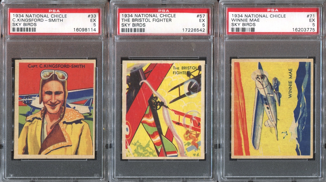 R136 National Chicle Sky Birds Lot of (3) PSA5 EX Graded Cards
