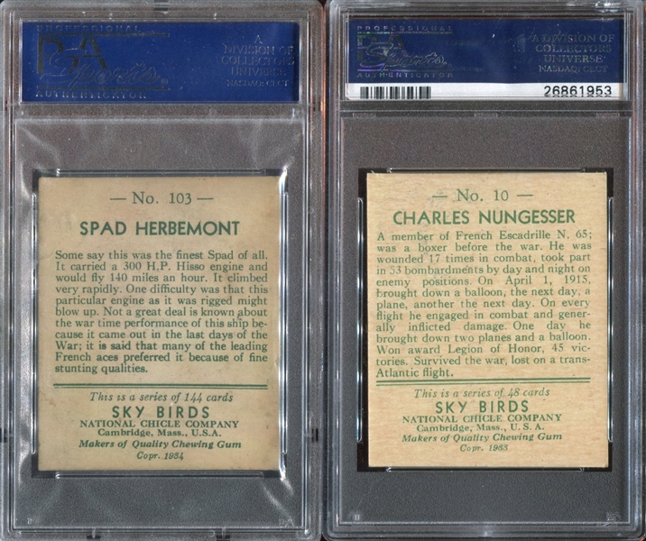 R136 National Chicle Sky Birds Lot of (2) PSA-Graded Cards