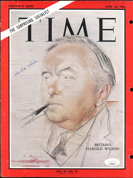 Time Magazine Autographed Cover - April 30, 1965 - Harold Wilson JSA Auth