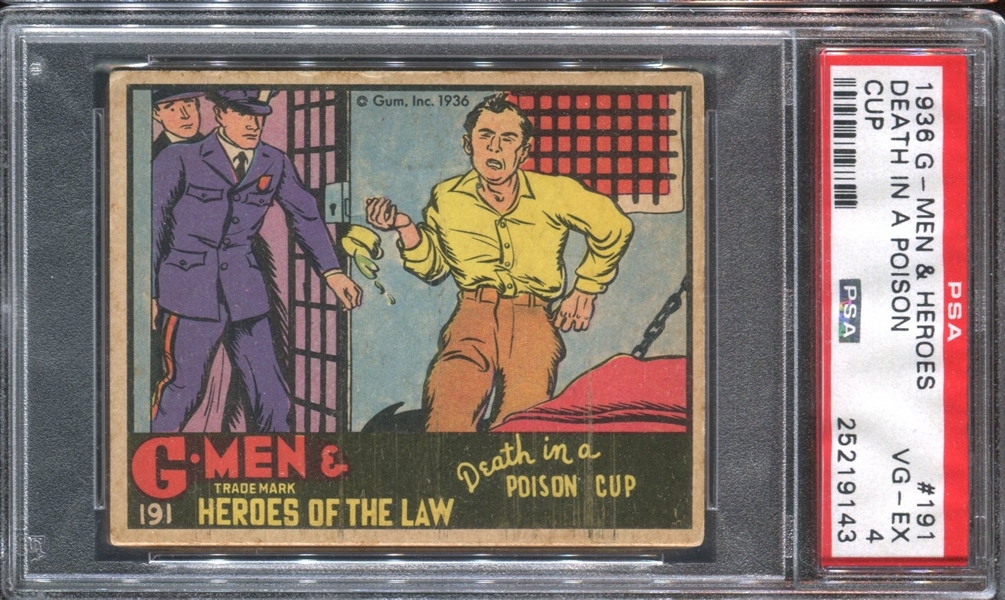 R60 Gum Inc G-Men and the Heroes of the Law #191 Death in a Poison Cup PSA4 VG-EX