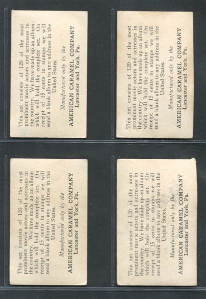 E123 American Caramel Movie Stars Lot of (4) Super TOUGH High Number Cards