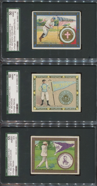 T51 Murad College Series Lot of (5) SGC-Graded With Baseball, Football and Golf