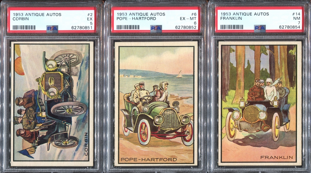 1953 Bowman Antique Autos Lot of (3) PSA-Graded Cards