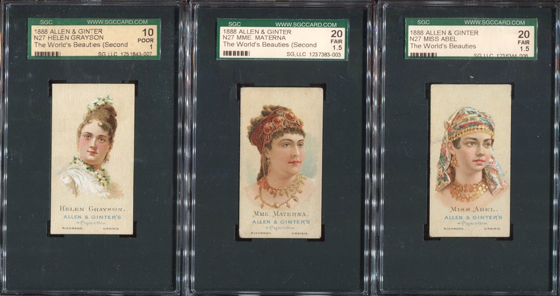 N27 Allen & Ginter Worlds Beauties (Second Series) Lot of (6) SGC-Graded Cards