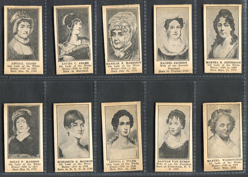 W589-2 First Ladies Strip Card Lot of (10) Cards