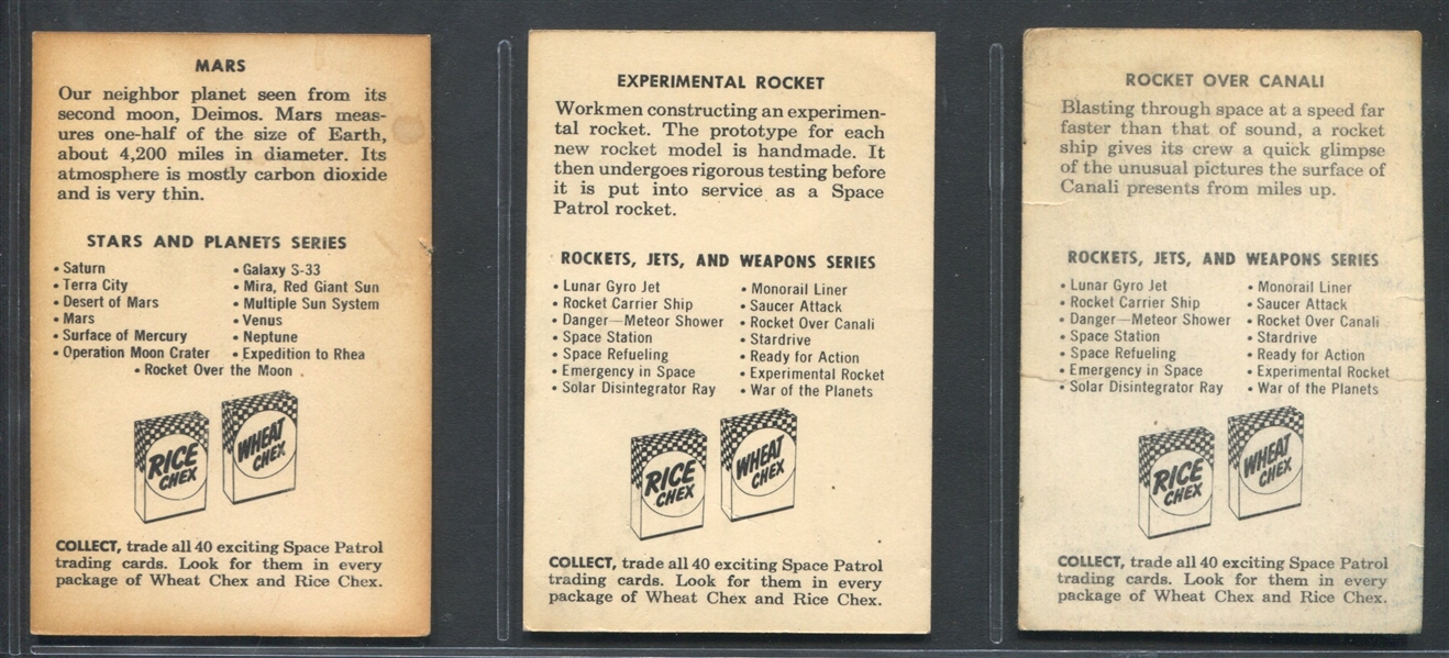F280-3 Ralston Purina Rice Chex Space Patrol Lot of (3) Cards