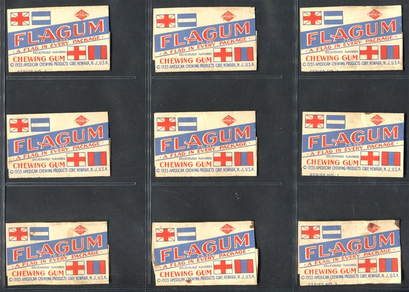 E18D American Chewing Gum Products Flagum Flags Lot of (14) Cards and (9) Wrappers