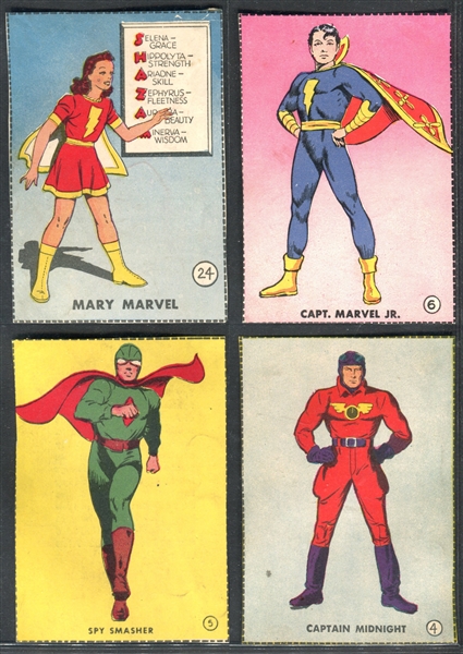 1940's Comic Character Cut-Out Cards of Superheroes Lot of (7) 