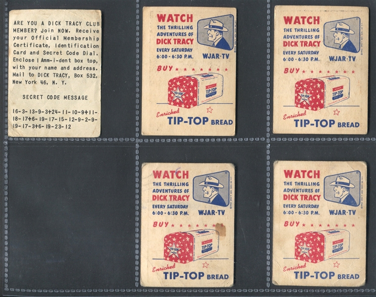 D94-6 Dick Tracy Complete Set of (20) Regular and Fingerprint Cards With Extra Advertising Card
