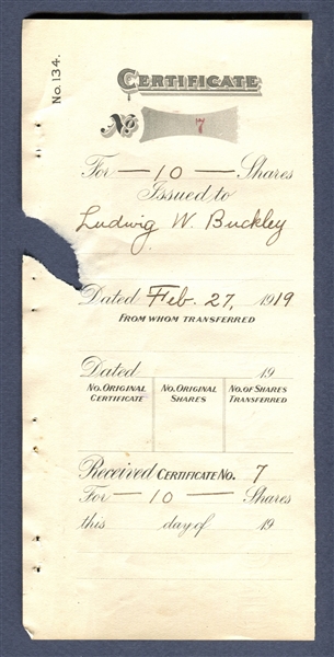 Vintage Goudey Gum Stock Certificate