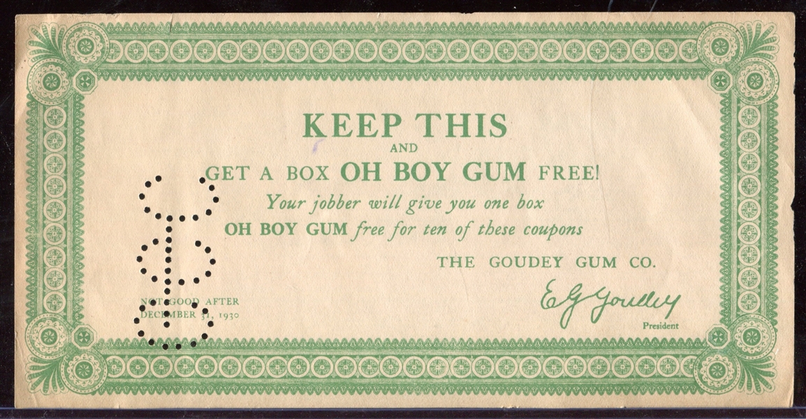 Great 1930's Early Goudey Gum Premium Certificate Lot of (2) Different
