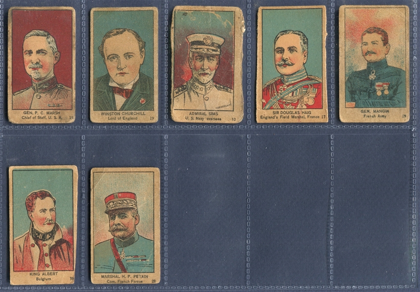 W545 World War I Leaders Strip Cards Lot of (67) Cards With Churchill and Others