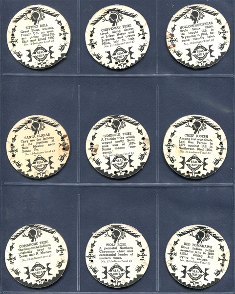 M30 St. Louis Globe Democrat Seal Craft Discs Near Complete Indians Set (18/23)