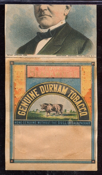 HM7 Blackwell's Durham Tobacco Mechanical Trade Card - Tilden and Grant