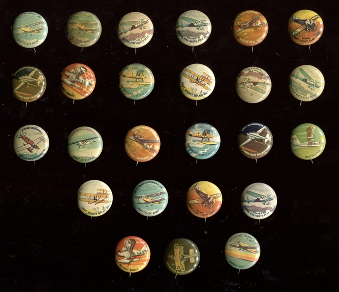 1930's Yank Junior Airplanes Pinbacks lot of (25) With Lindbergh and Others