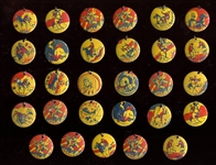 1930s Samuel Eppy Wild West Charms Lot of (29) Yellow-Red-Blue 