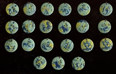 1930s Samuel Eppy Wild West Charms Lot of (21) Yellow-Teal-Blue 