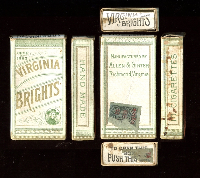 1880's Allen & Ginter Virginia Brights Pair of Slide and Shell Tobacco Boxes (Crop of 1885/1886)
