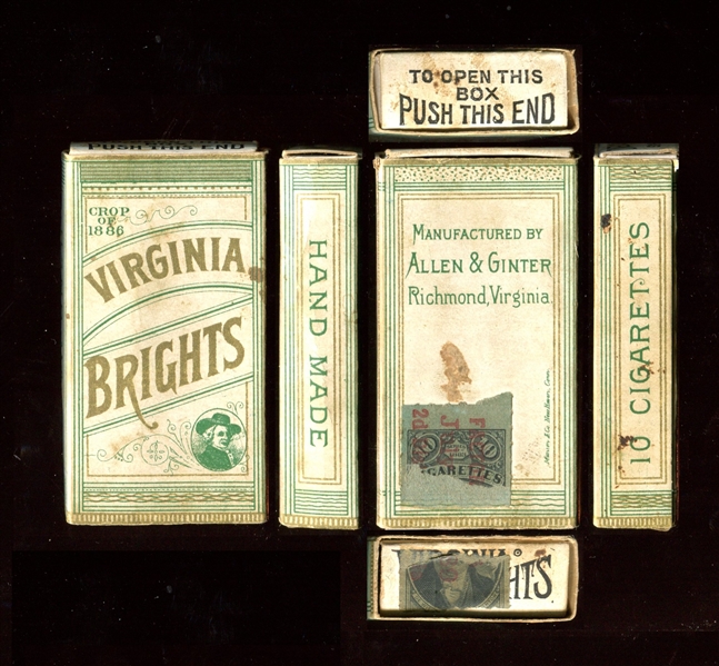 1880's Allen & Ginter Virginia Brights Pair of Slide and Shell Tobacco Boxes (Crop of 1885/1886)