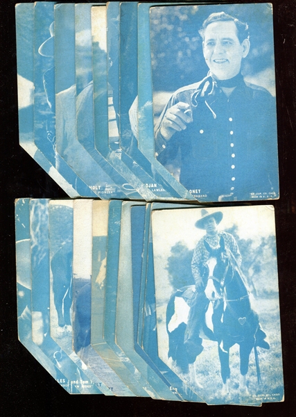 1920's Light-Blue Western Movie Star Exhibit Lot of (33) Cards