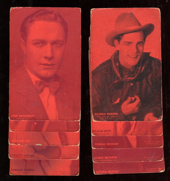 1920's Exhibit Dark Red Tint Movie Stars Lot of (25) Cards