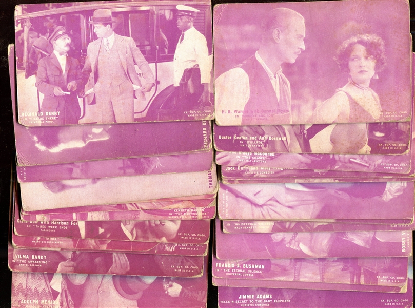 1920's Light Pink-Tint Movie Stars Lot of (27) Cards