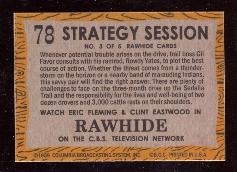1958 Topps “TV Westerns” #78 Clint Eastwood Eric Fleming Rawhide NM-MT ***LEMKE CARD***