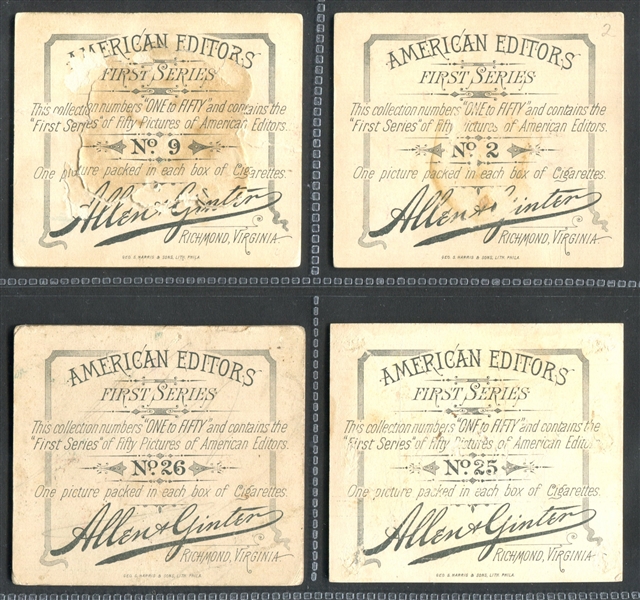 N35 Allen & Ginter American Editors Lot of (6) Cards