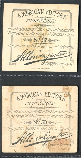 N35 Allen & Ginter American Editors Lot of (6) Cards