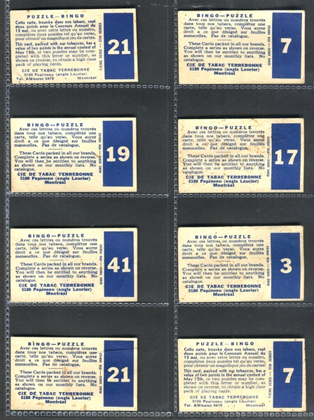 C245 Terrebonne Tabac Cigarettes (Canada) Puzzle-Bingo Cards Lot of (27)